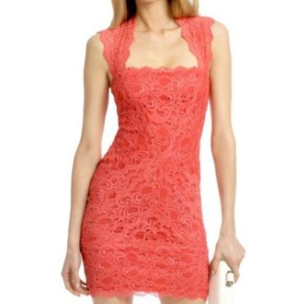Nicole Miller Coral My Fair Lady Cocktail Dress